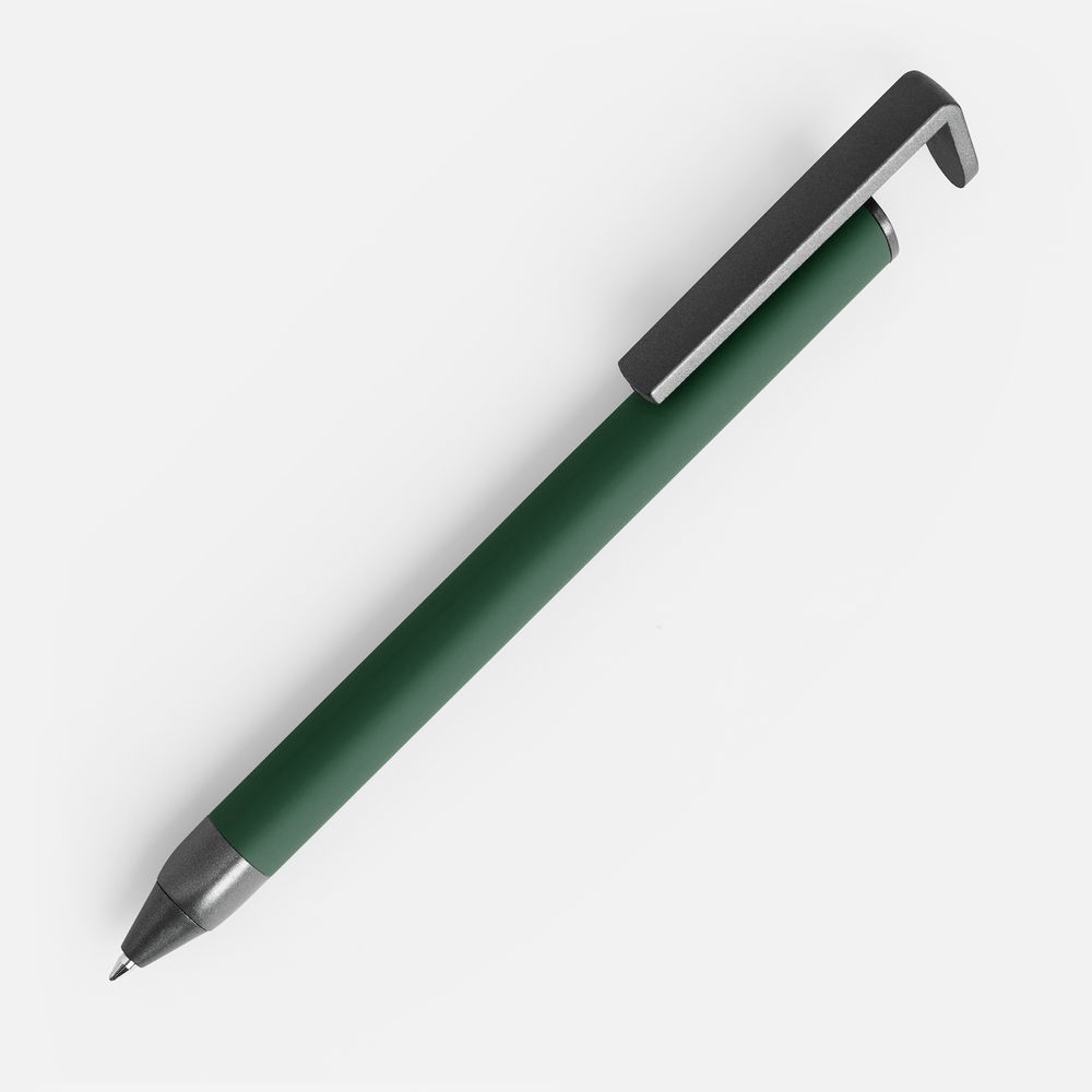 Ручка шариковая Standic с подставкой для телефона, зеленая
