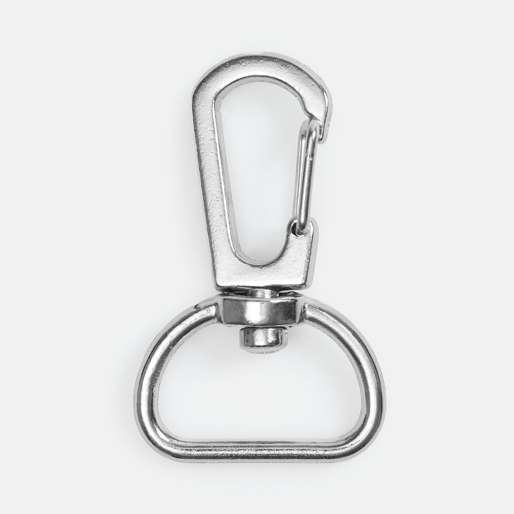 Застежка-карабин Snap hook, M, серебристая (хром)