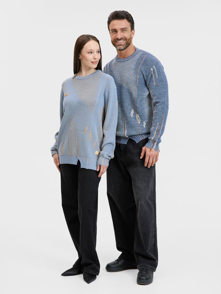 Джемпер Denim свободного силуэта, полушерсть