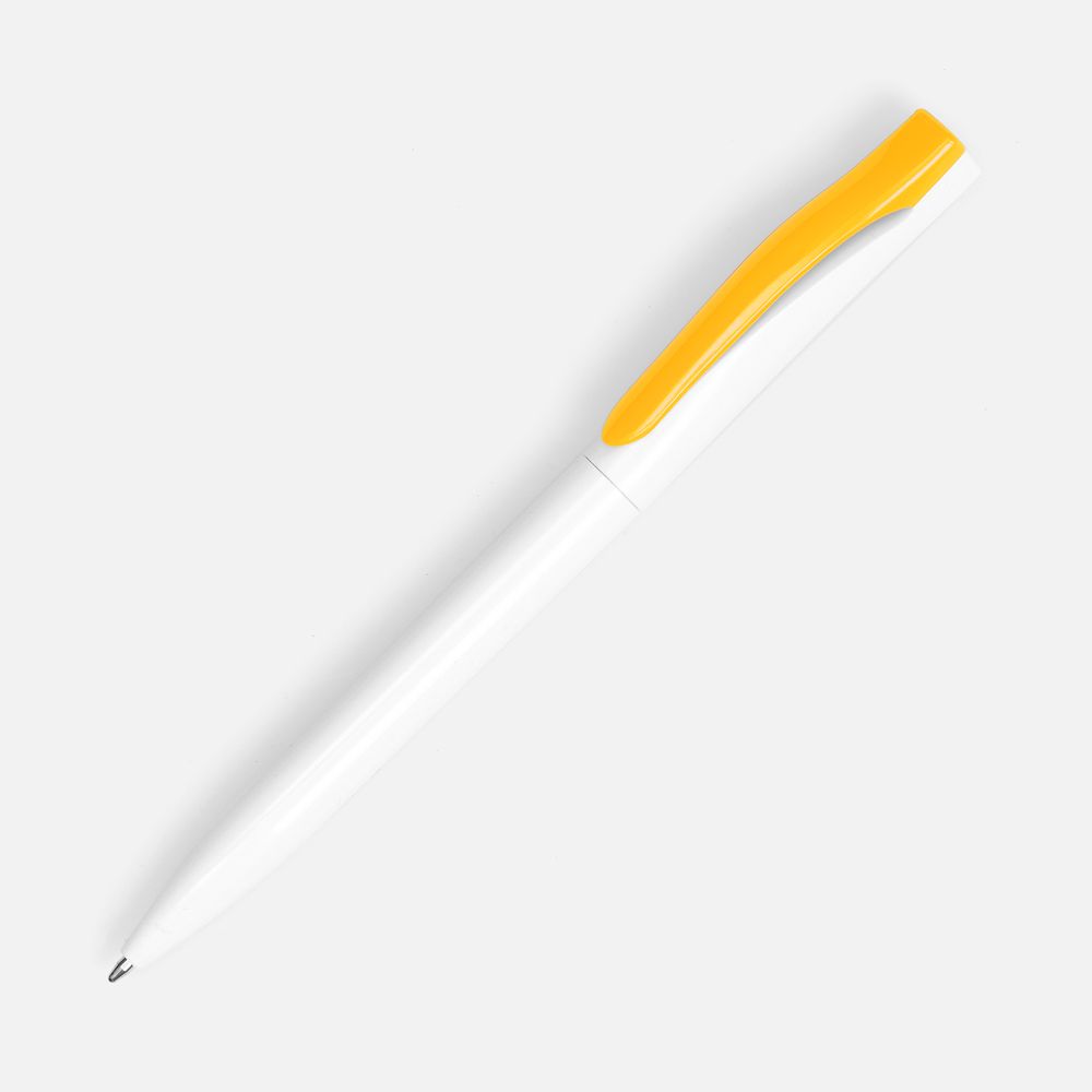 Ручка шариковая Pin, белая с желтым