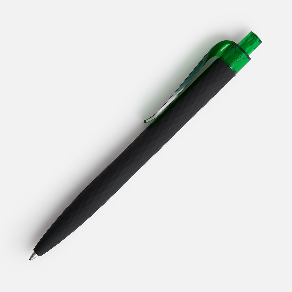 Ручка шариковая Prodir QS01 PRT-T Soft Touch, черная с зеленым