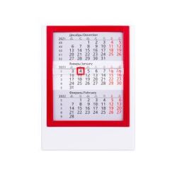 Календарь настольный на 2 года; белый с красным; 12,5х16 см; пластик; шелкография, тампопечать